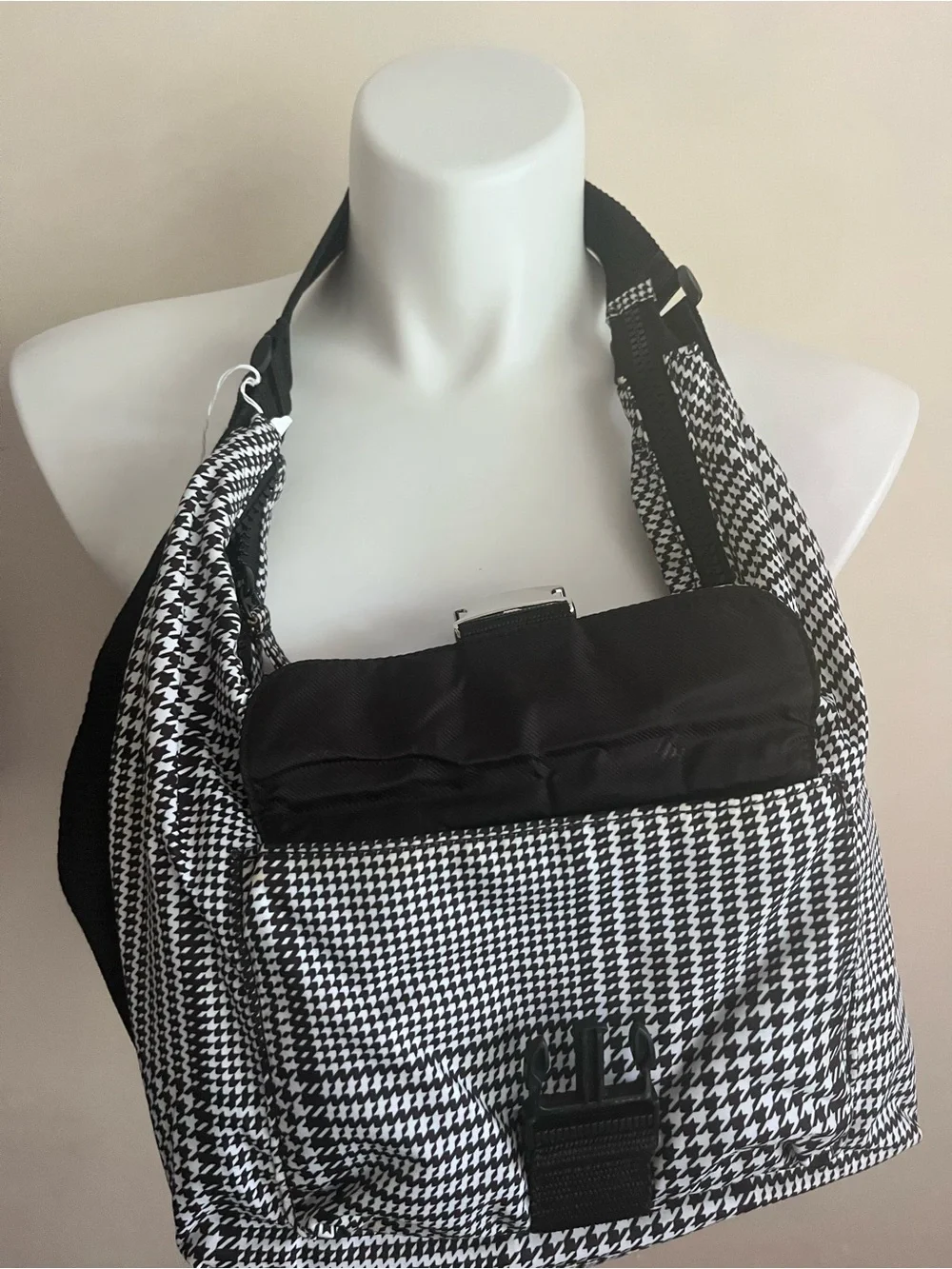 Vintage Y2K Ralph Lauren Houndstooth Hobo Black/White